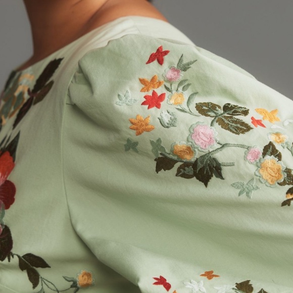 NWT Anthropologie Let Me Be Fully Floral Embroidered Long-Sleeve Mini Dress M - Picture 4 of 17